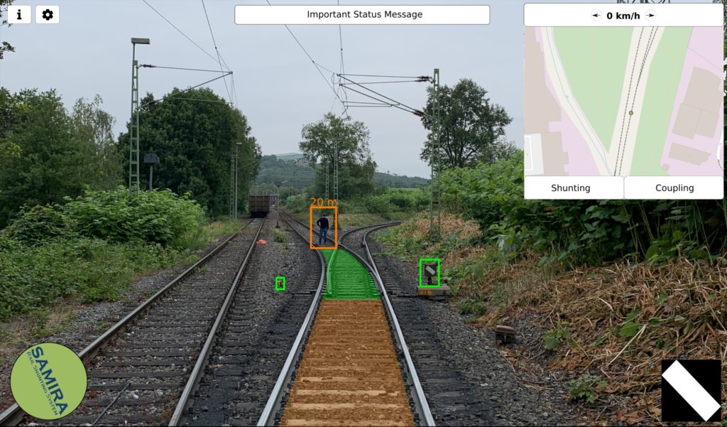 Schematic representation of the display for the train driver in the Samira HMI touch panel